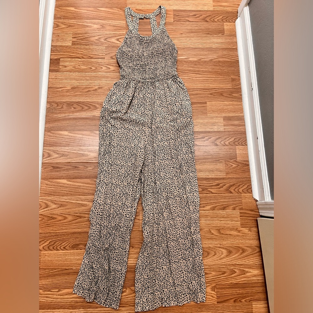 Jessica Simpson Black and Tan Cheetah print Jumpsuit